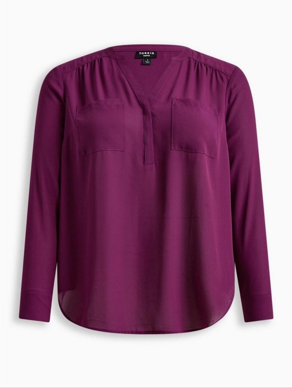 torrid Plum Harper V-Neck Long Sleeve Blouse